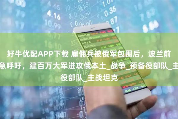好牛优配APP下载 雇佣兵被俄军包围后，波兰前将军紧急呼吁，建百万大军进攻俄本土_战争_预备役部队_主战坦克